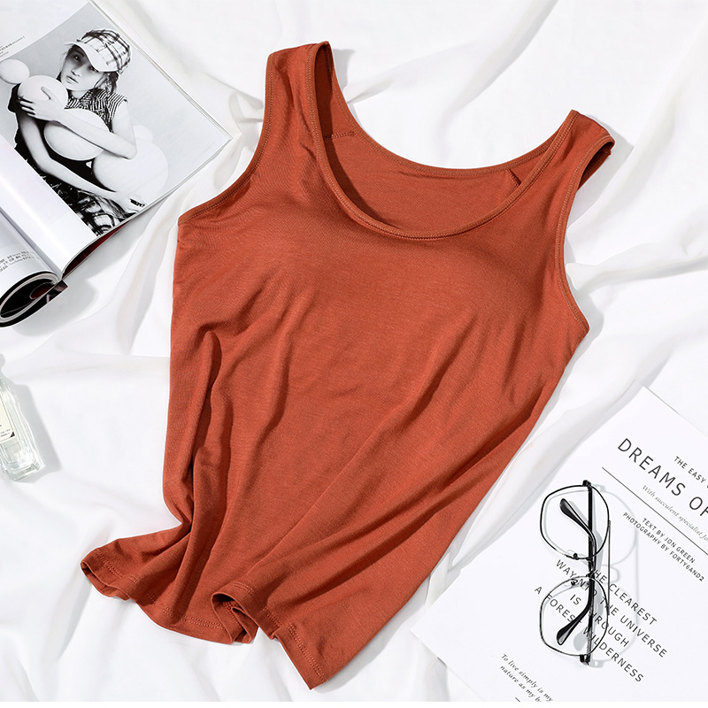 Picture of Women's All-In-One Vest with Breast Pads for Women Without Rims, Bra-Free Cup, Women's Outer Wear Base