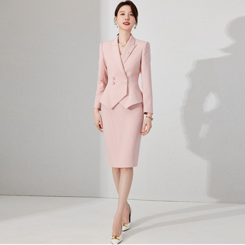 Picture of Spring and Autumn Fashion Double-breasted High-end Sense Business Dress Women's Dress Set Sales Department Beauty Salon Jewelry Store Work Clothes OL