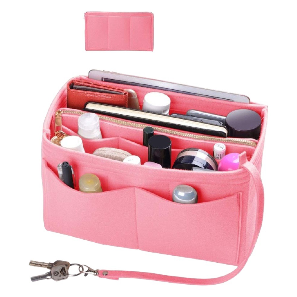 Factory supply multi-pocket women's makeup bag toiletries makeup storage bag cross-border bag felt bag
