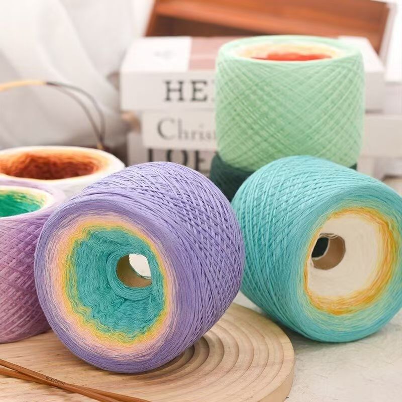Cake Thread 300g Silk Cotton Thread Gradient Long Mohair Section Dyed Fairy Thread Shawl Princess Dress Hand-Knitted Thread