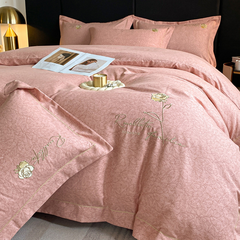 Picture of Light luxury embroidery thickened brushed bedding four-piece quilt cover quilt cover bed sheet three-piece fitted sheet factory wholesale