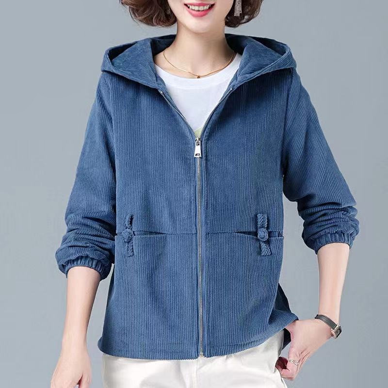 Picture of Women's Corduroy Short Coat Korean Style Loose 2023 Autumn and Winter Large Size Slim Look Jacket Casual Sweater for Women