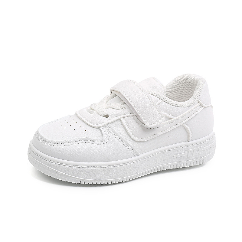 Picture of Children's White Shoes 2025 Spring & Fall Ultra-Light Boys' Sports Shoes Solid Sole Shoes Baby Girl Velcro Sneakers