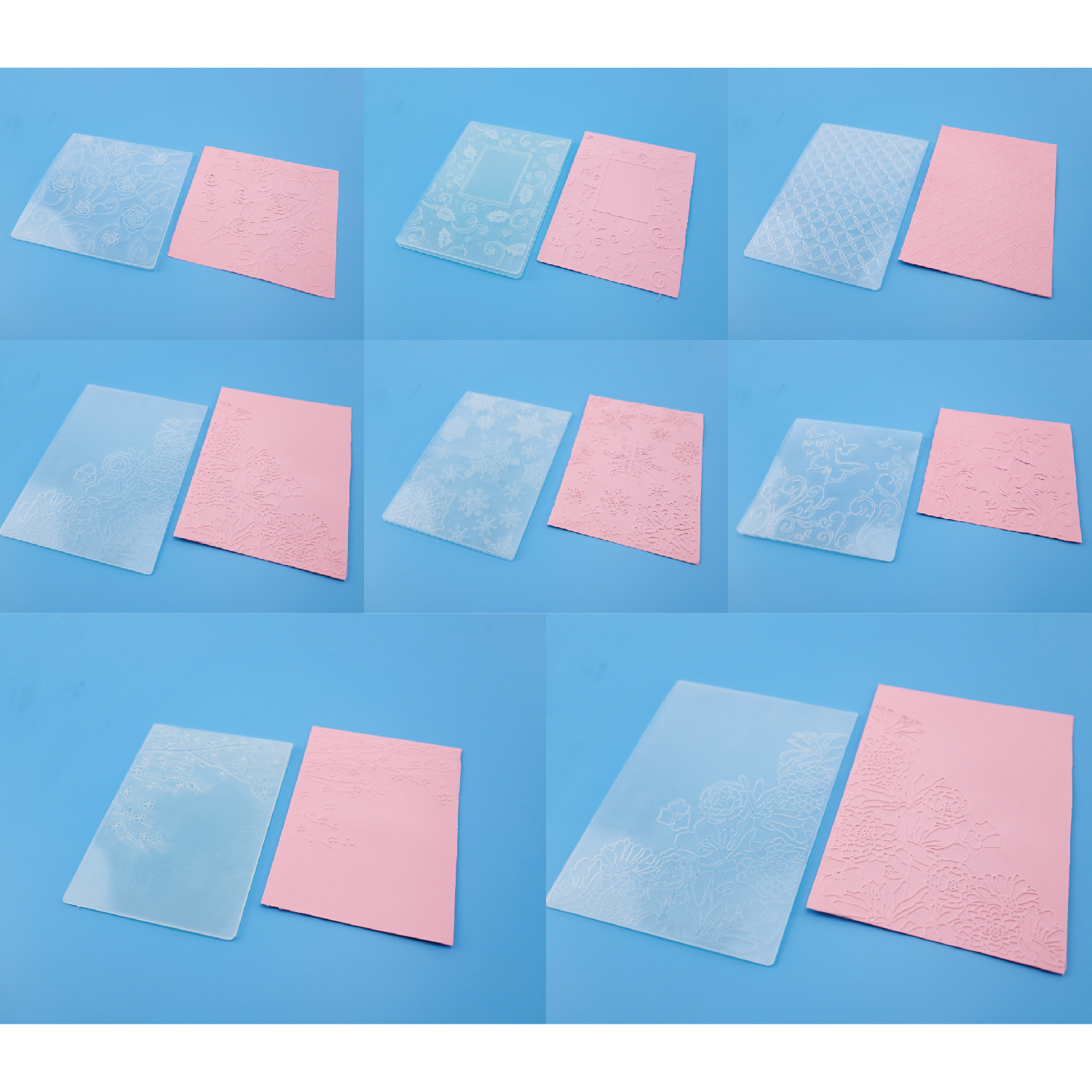 Spot diy paper greeting card flower butterfly Snowflake Stars multi-style plastic concave-convex embossing printing clip embossing Template