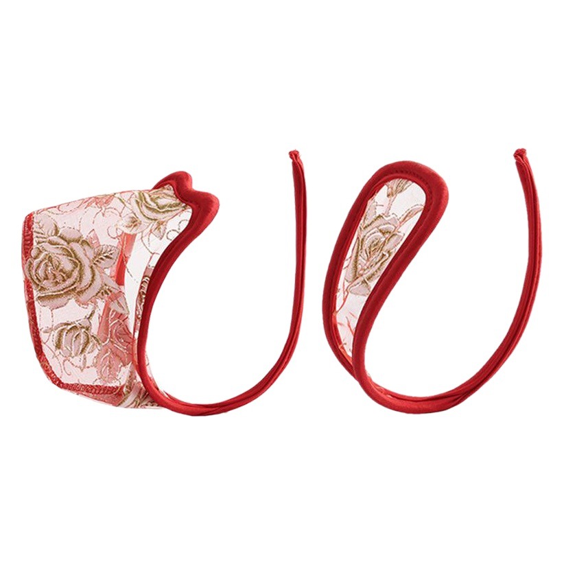Qimier sexy underwear invisible C- shaped pants sexy hip-exposed thong lace transparent couple underwear suit