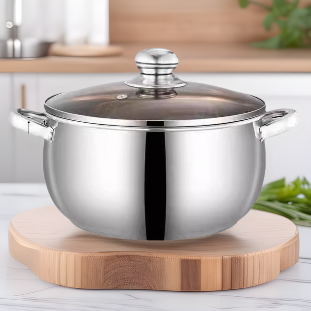 Stainless Steel Thickened Household Binaural Soup Pot Single Handle Milk Pot Small Cooking Pot Cooking Porridge Noodle Apple Pot Gas Cookware