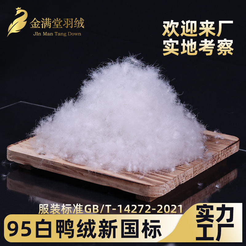 95% Pure White Duck Down, New National Standard, E-Commerce Inspection, Washable, High Loft, Large Clusters, Bulk down Filling Material, Wholesale