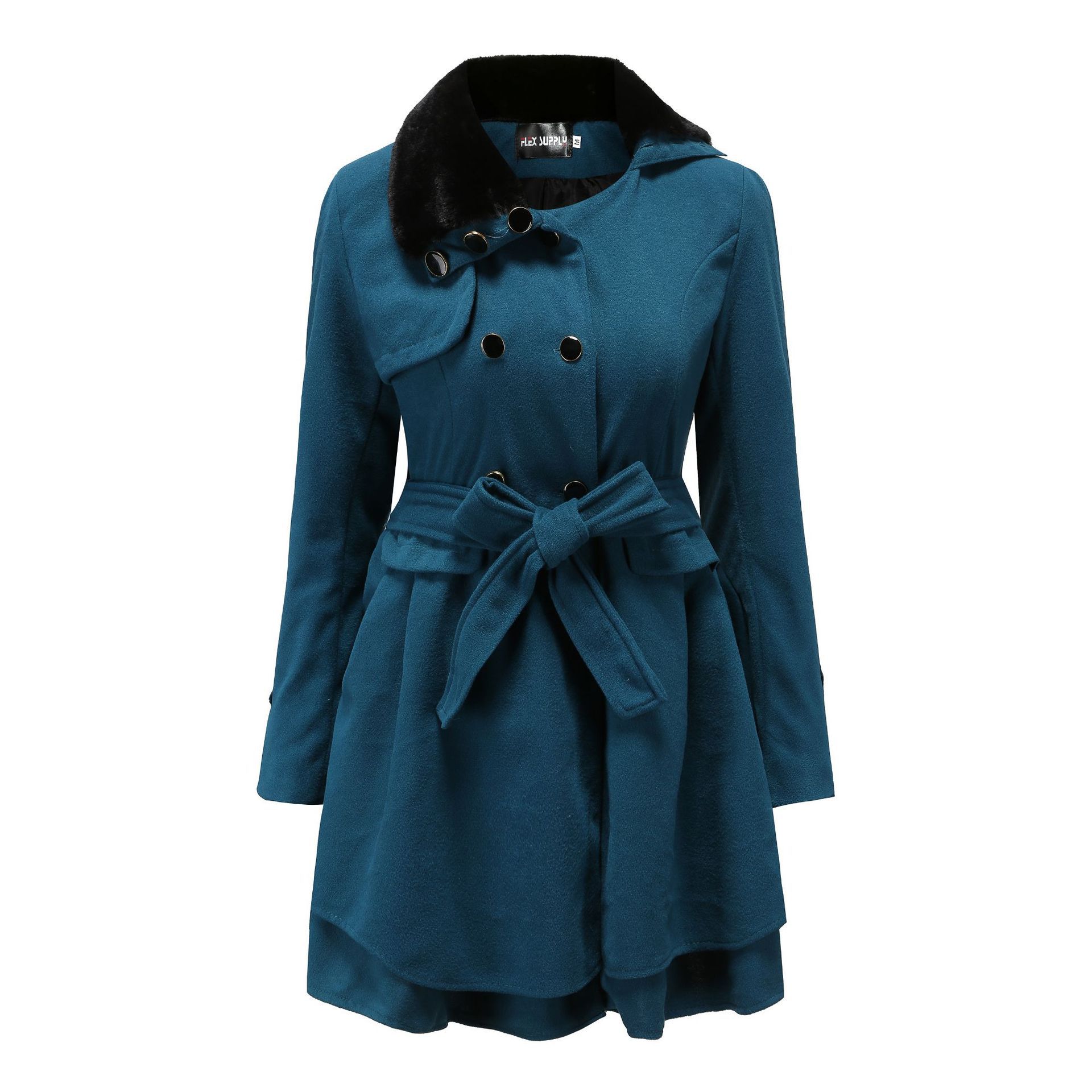 Picture of Cross-border New European and American Women's Slim-fit Long Woolen Coat Double-breasted Woolen Coat Trenchcoat Women