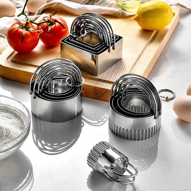 Stainless Steel Cookie Mold Five-Piece Set Cookie Cutter Dough Cutter Cookie Mousse Ring