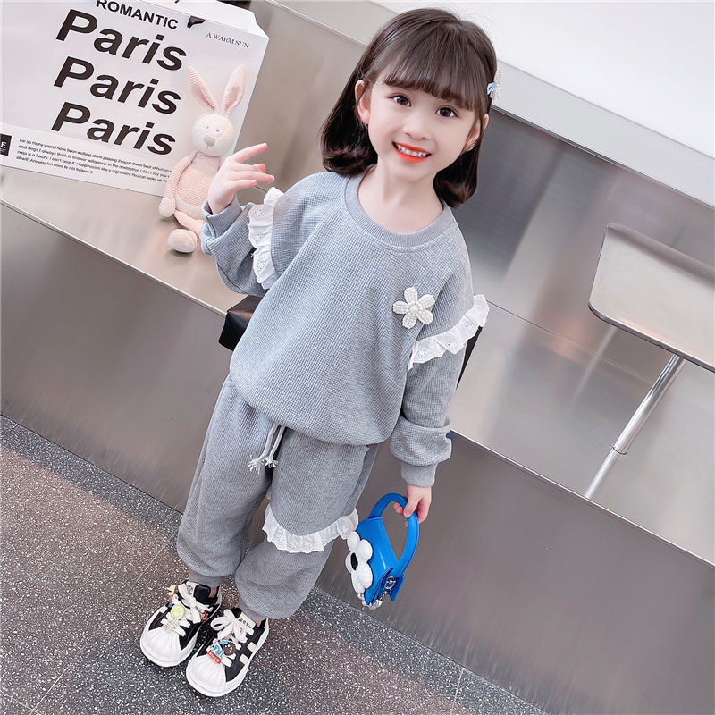Children's Clothing Spring Girls' Suits Girls' Autumn Clothing Small and Medium-Sized Children's Long-Sleeved Sweatshirts Casual Pants Children's Sportswear Two-Piece Set