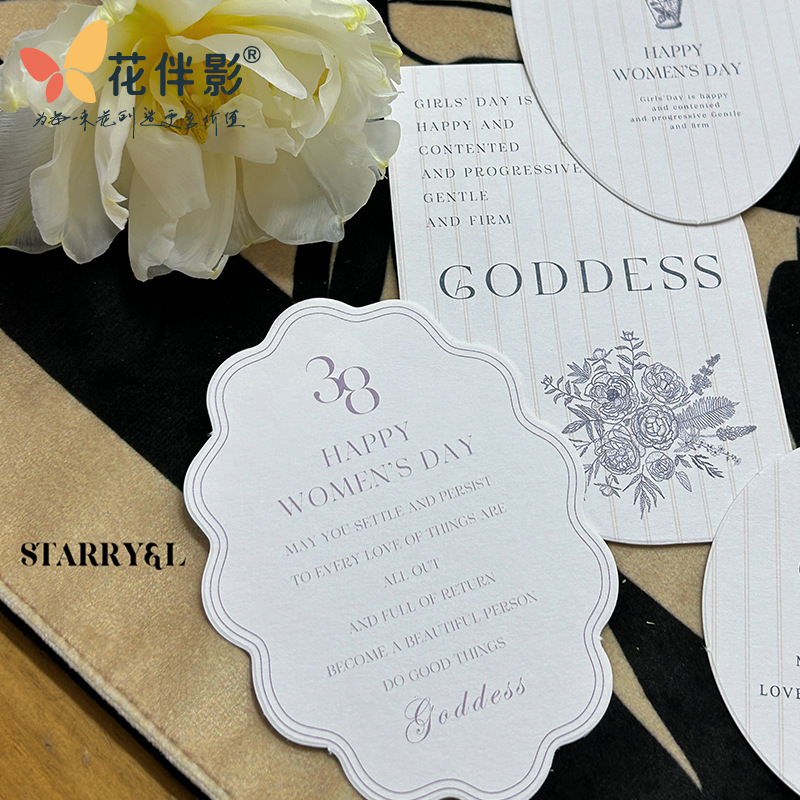 Flower Companion Shadow Goddess Festival Card Greeting Card Goddess Festival Happy Floral Hangcard Tag Flower Gift Card Flower Decoration