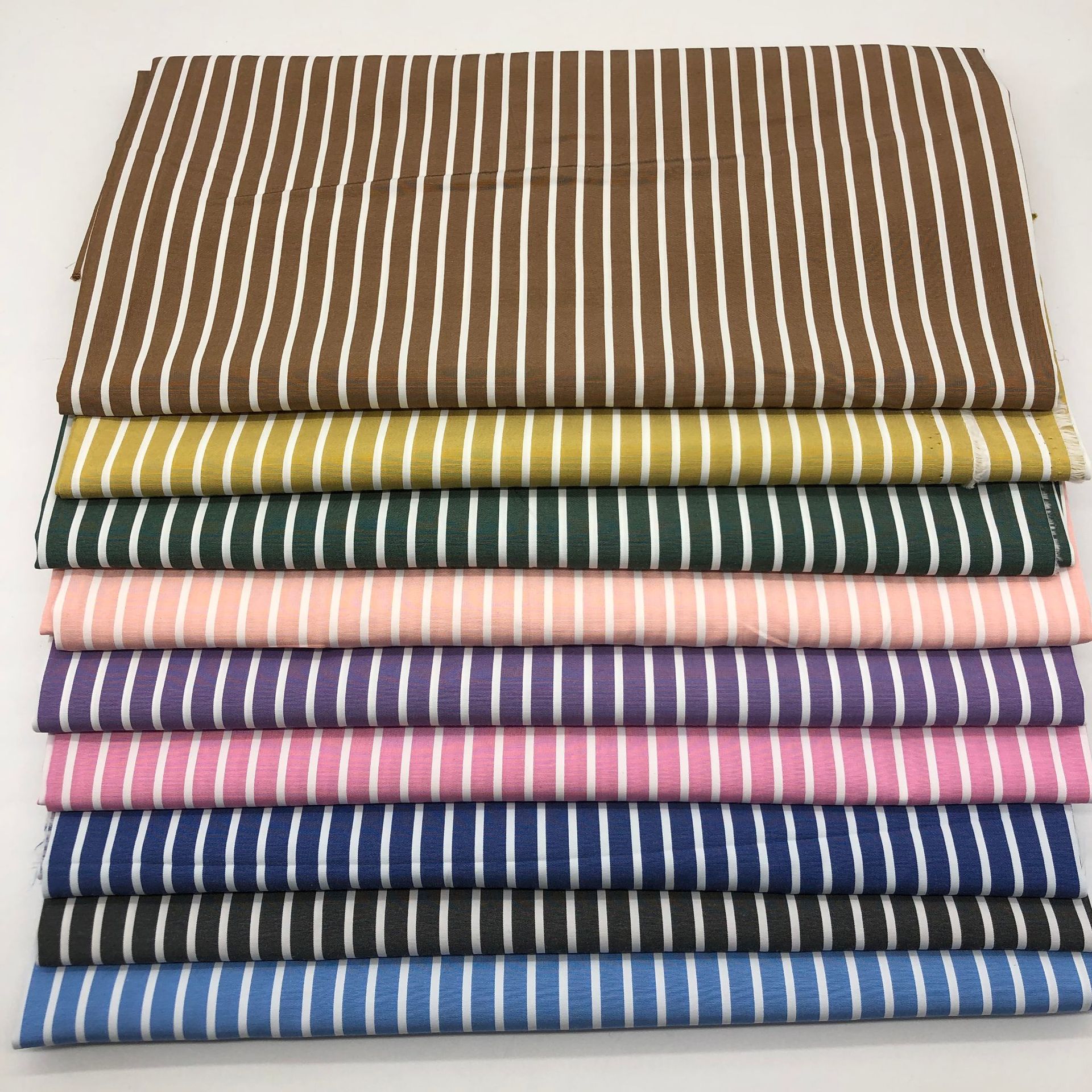 Polyester-Cotton Yarn-Dyed Stripesd Fabric, Spring and Summer Multi-Color Women's Simple and Fresh Shirt Dress Fabric, Ready for Sale