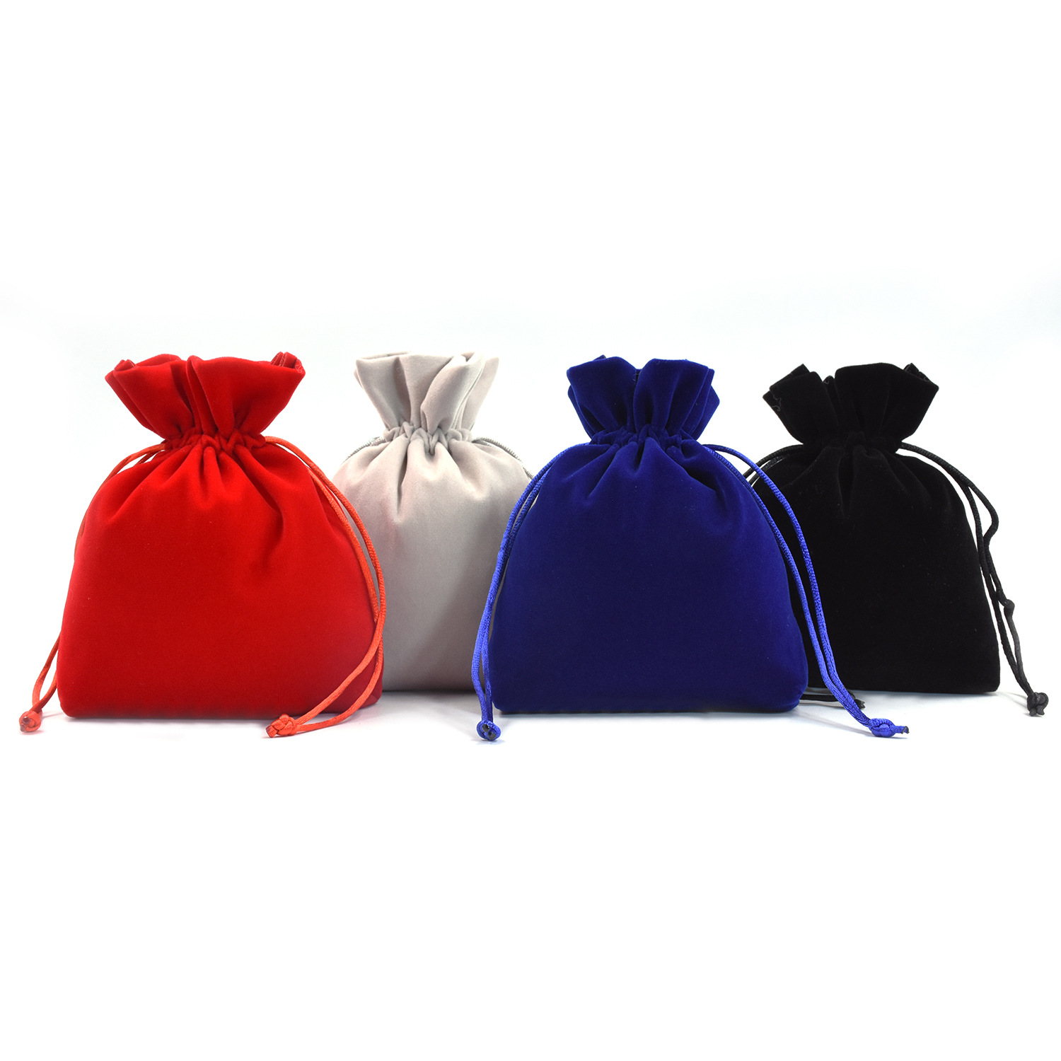 New Jewelry Square Bottom Bag Flocking Cosmetic Storage Bundle Pocket Gift Promotional Small Cloth Bag Printable Logo