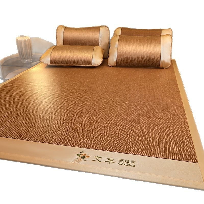 Picture of wormwood mat bamboo mat 2025 new summer ice silk rattan mat student dormitory single straw mat baby available mat