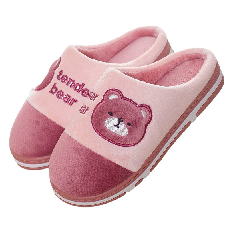 Cotton slippers women's winter popular home couple warm fleece-lined cotton slippers men's thick bottom plus size in stock wholesale