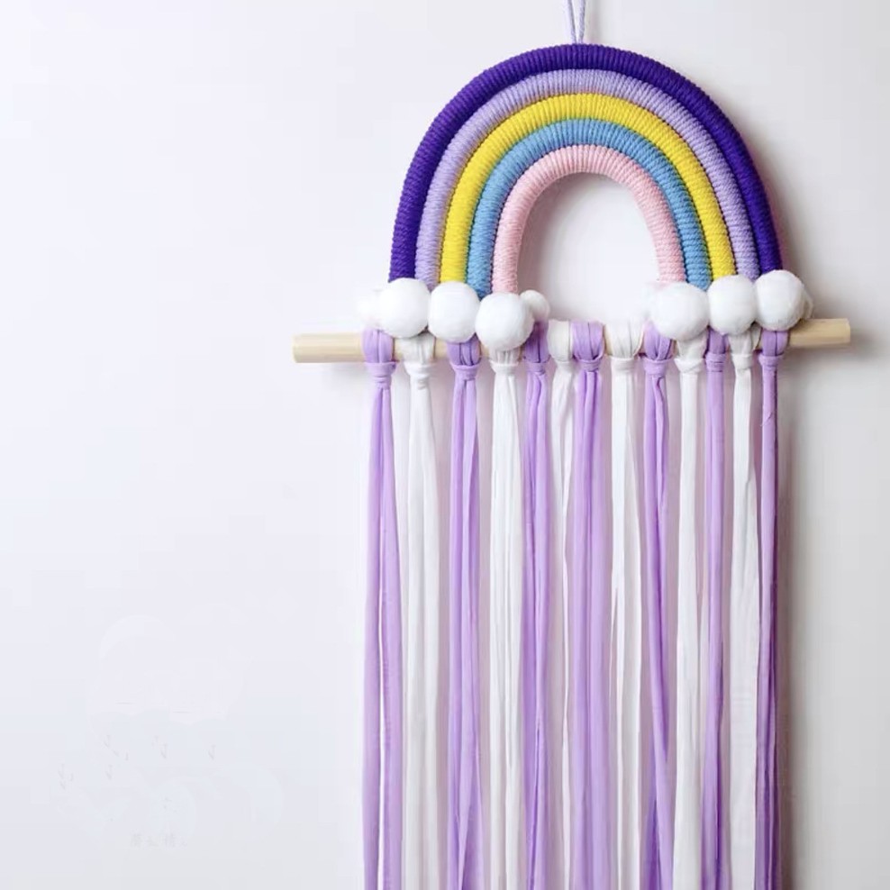 Picture of ins Nordic Rainbow Tassel Hair Accessories Hairpin Finishing Storage Woven Children's Room Decoration Wall Decoration
