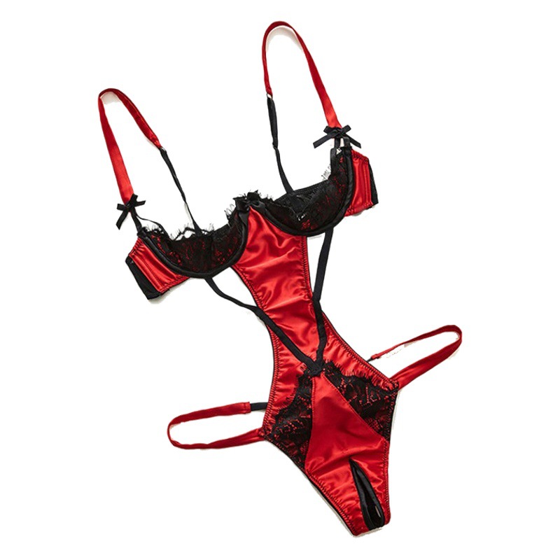 Sexy Lingerie, Sexy Temptation, No Need to Take Off, Provocative Open-Fit Jumpsuit, Women's Underwire Push-Up, Hot Temptation Uniform, Dropshipping