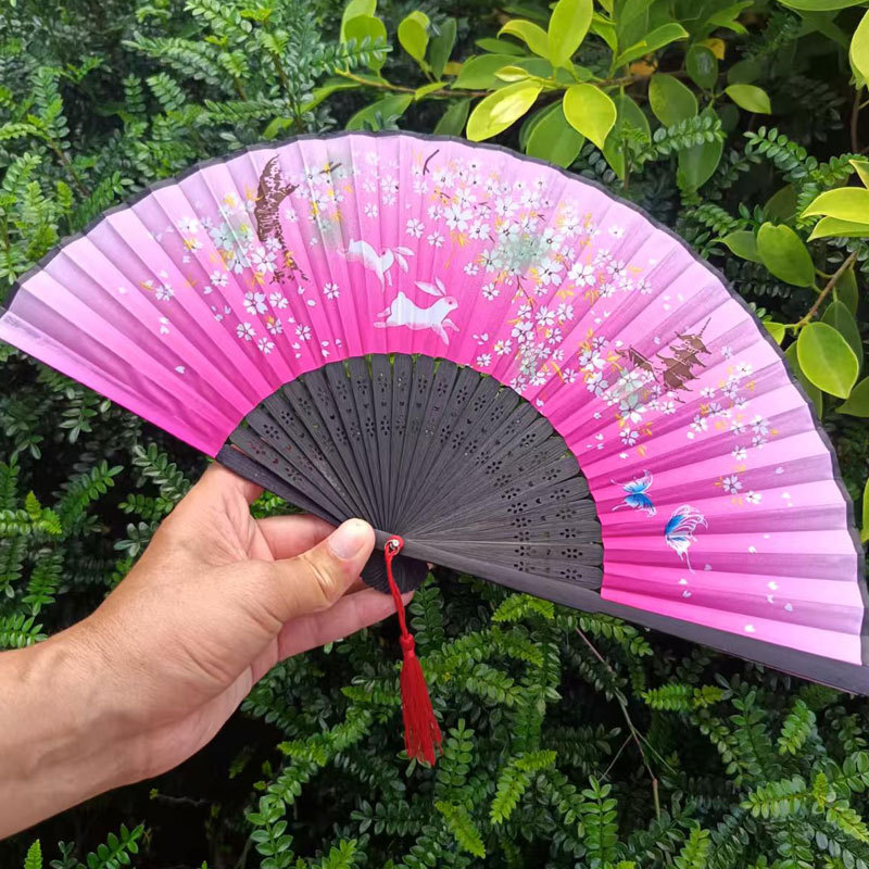 Picture of Folding Fan Bamboo Ancient Fan Student Girl Chinese Style Small Fan Scenic Spot Export Wholesale Retail Gift Decorative Fan