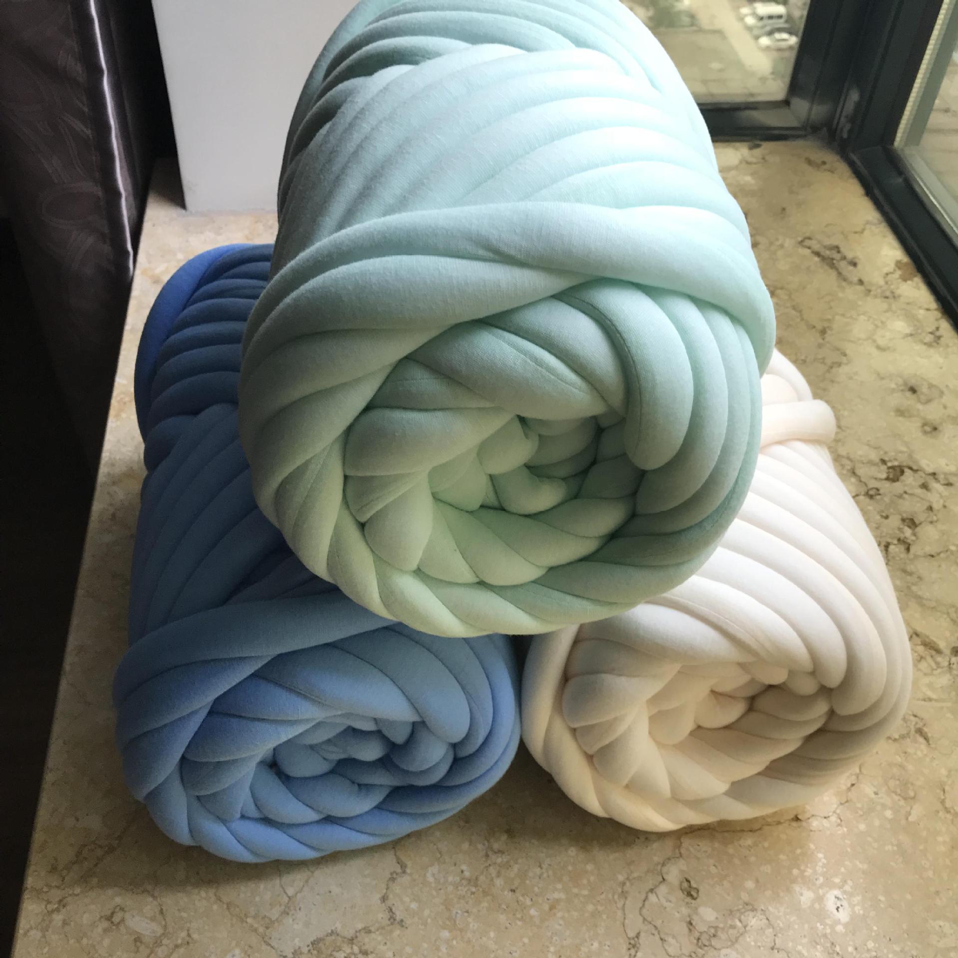 OHHIO New ins filled core Cotton machine washable washable lint-free hand-woven blanket coarse wool cotton strip thread