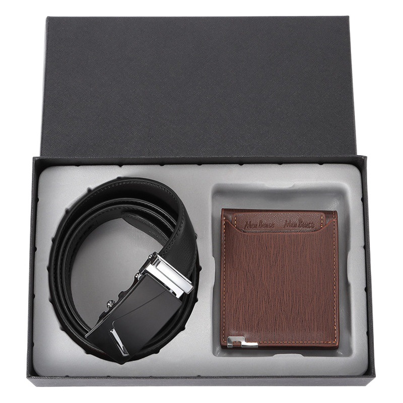 Gift Wallet Belt Set Corporate Gift Men's Genuine Leather Two-Piece Gift Box Logo Belt Men's Manufacturer