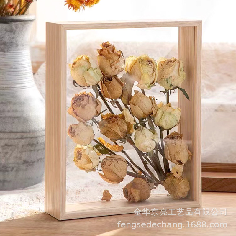 Picture of Dried flower photo frame double-sided transparent frame wholesale DIY three-dimensional hollow handmade creative dry rose photo frame manufacturers