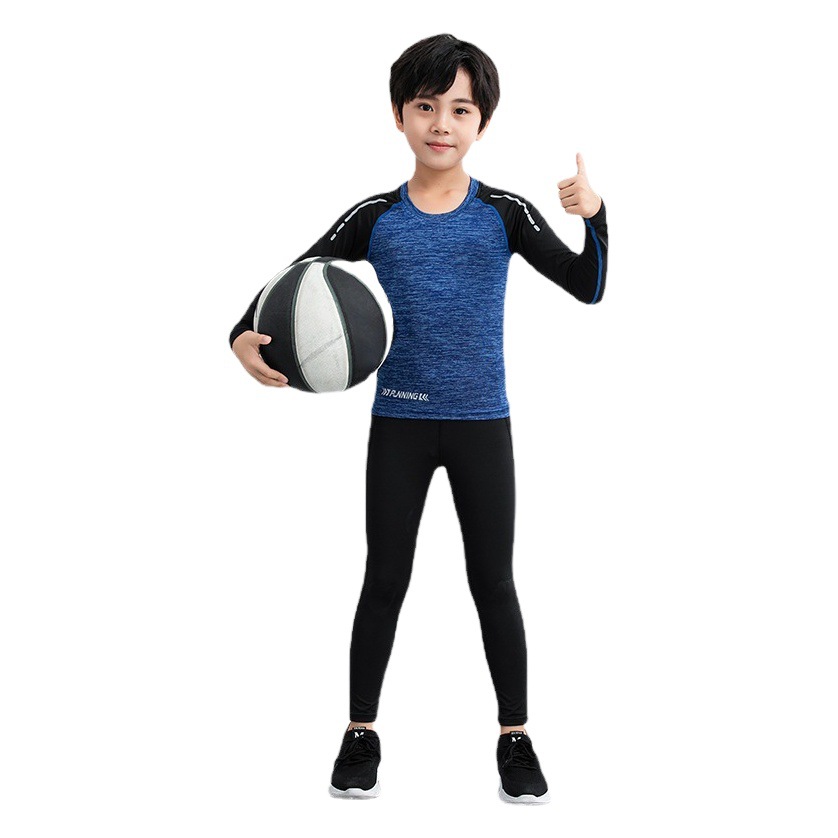 Picture of Children's Autumn and Winter Base Tight Suit Basketball Uniform Jersey Team Uniform Ball Suit Children's Autumn and Winter 2-Piece Tight Suit