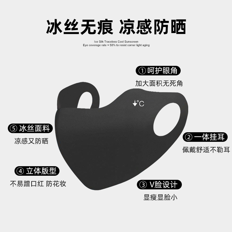 Picture of Summer Sunscreen Mask Women's Thin Breathable High-value Eye Angle Face Mask Anti-ultraviolet Sunshade Ice Silk Mask