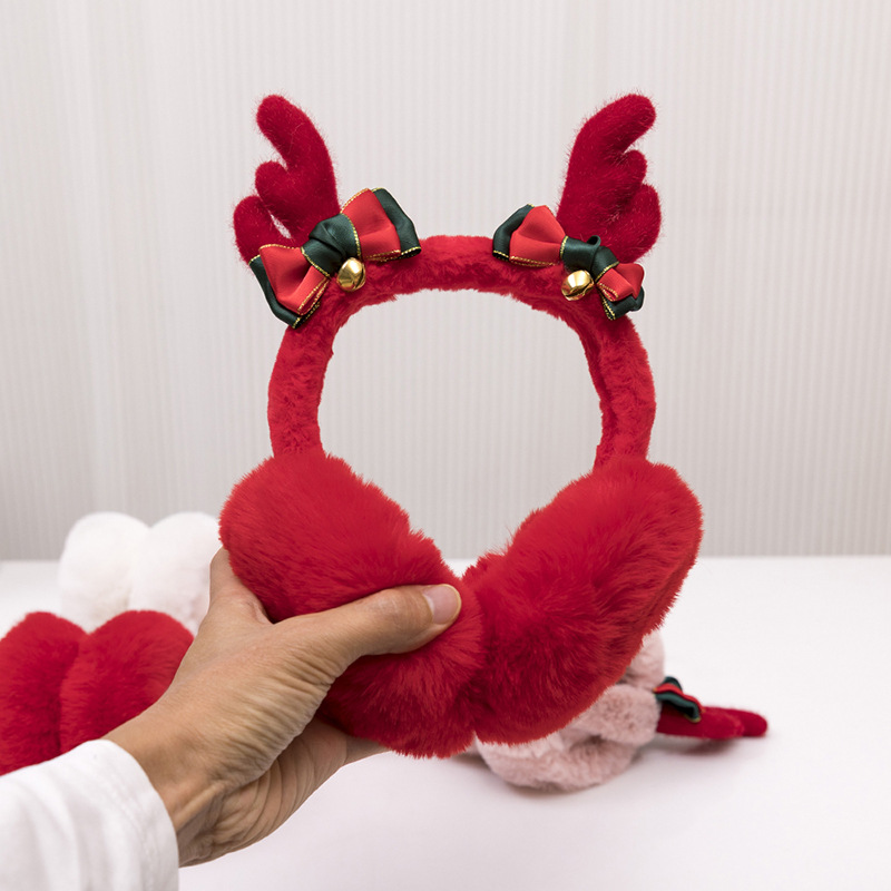 Picture of Christmas antlers foldable children's earmuffs winter warm earmuffs full velvet earmuffs windproof cold protection students ear warming