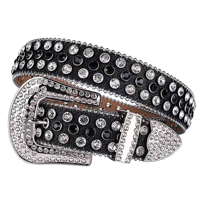 Belt ladies rivet alloy rhinestone diamond pin buckle three-piece punk style European and American hip-hop trend explosion wholesale