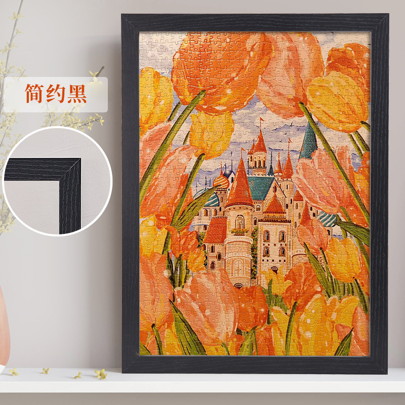 Picture of Wooden photo frame hanging wall a3A4 picture frame mounted self-mounted children's sketch oil painting display frame puzzle frame wholesale