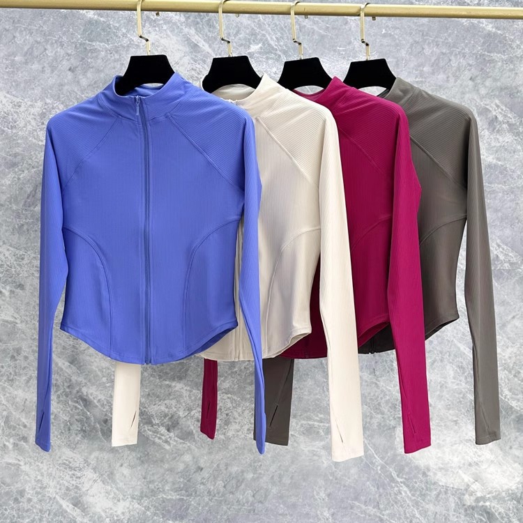 LU same sports long-sleeved jacket women's tight zipper slimming yoga workout clothes running quick-drying stand collar top ~