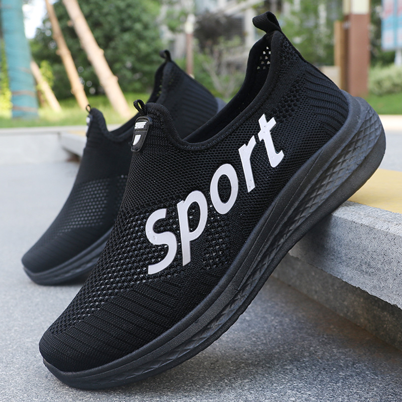 Foreign Trade Men's Shoes New sneaker Fly-woven Breathable Mesh Shoes Men's Slip-on Walking Shoes Cross-border Casual Mesh Shoes