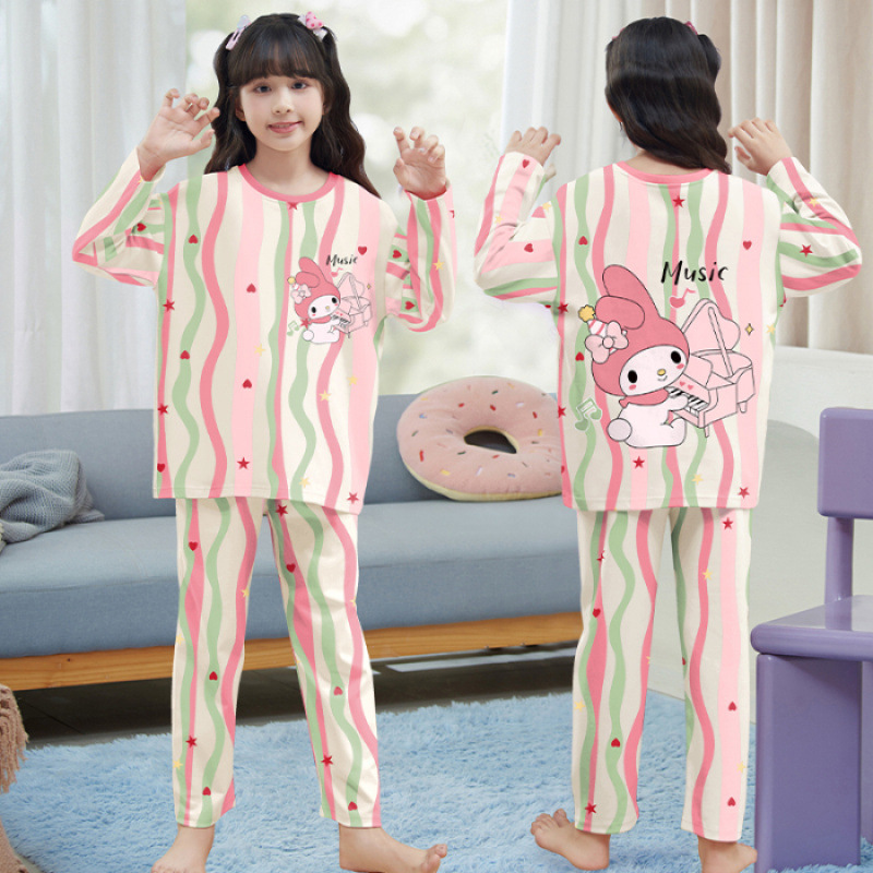 Picture of 2025 Kids Ins Spring and Autumn Long Sleeve Children's Round Neck Imitation Cotton Pajamas for Boys and Girls suit Home Clothes
