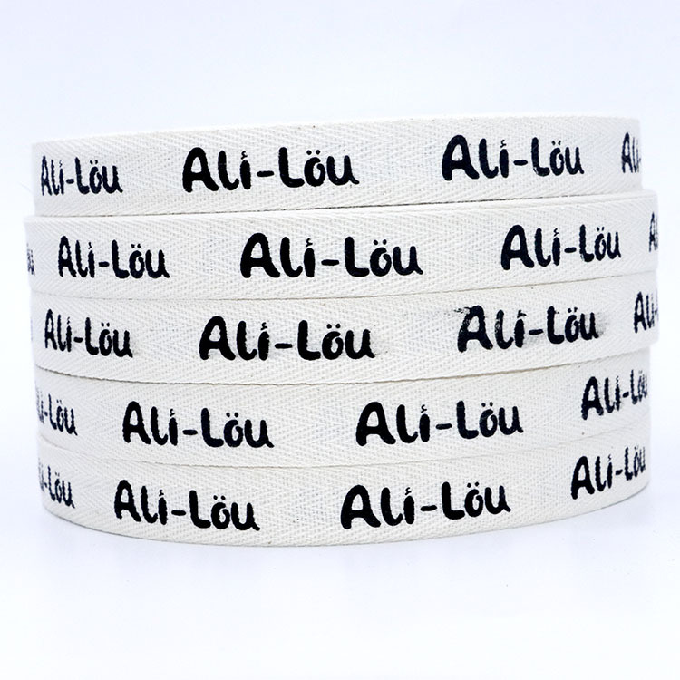 Herrings Cotton Belt White 2CM Pure Cotton Ribbon Logo Printing Rear Collar Ribbon Washed Trademark Ribbon Collar
