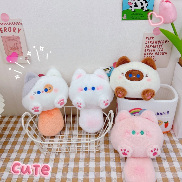 Picture of New blush creak kitten pendant plush grab machine doll toy keychain cute schoolbag bag ornaments