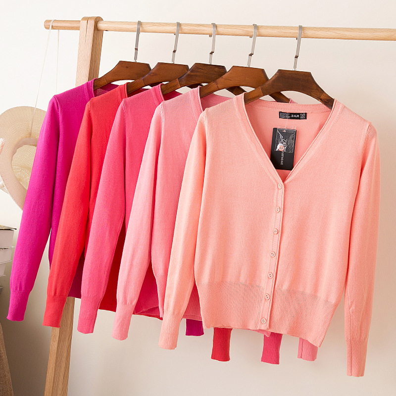 Picture of Foreign trade export spring and autumn loose sweater sweater top women's cardigan thin spring and autumn long sleeve coat