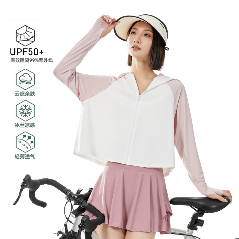Summer Sun Protection Clothing for Women Upf50+ Cape Style with Black Rubber Brim, Uv Protection Skin Sun Protection Clothing, Breathable and Sunproof