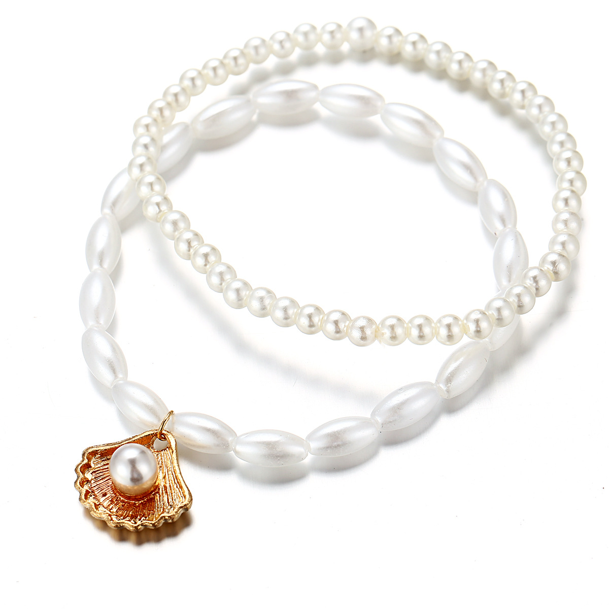 Picture of 5379 Han Zhishang Europe and the United States cross-border new simple artificial pearl fan shell pendant anklet creative retro foot decoration