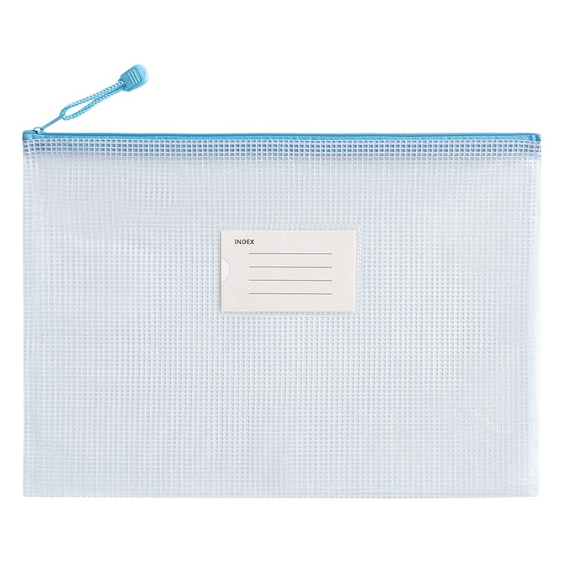 A4 Thickened Grid Document Bag Student Subject Classification Bag PVC Transparent Waterproof Zipper Storage Bag Information Bag