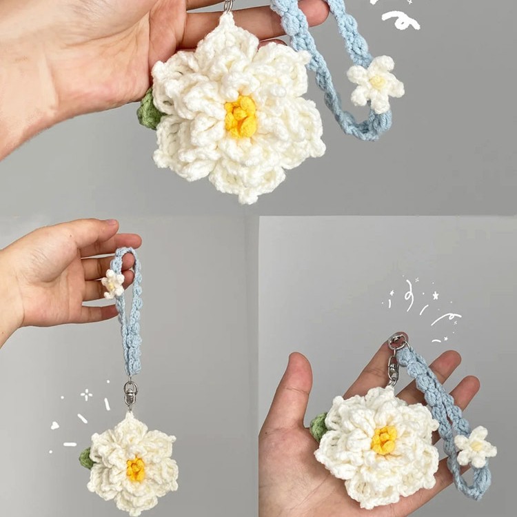 Wool hand knitting gardenia pendant crochet DIY material package knitting gift to pass the time adult boredom