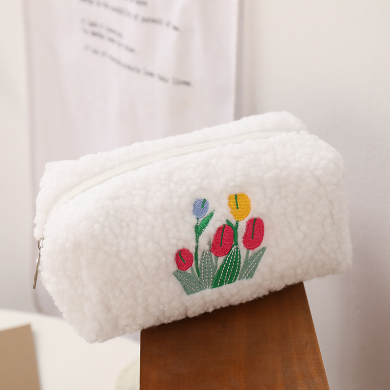 Tulip Pencil Bag Unpopular Small ins Large Capacity Stationery Bag Cute Student Storage Bag High Value Pencil Bag