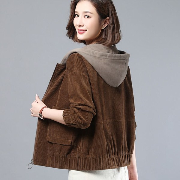 Corduroy short coat women's Korean-style loose spring and autumn clothing 2023 new casual fashion all-matching women's jacket fashion