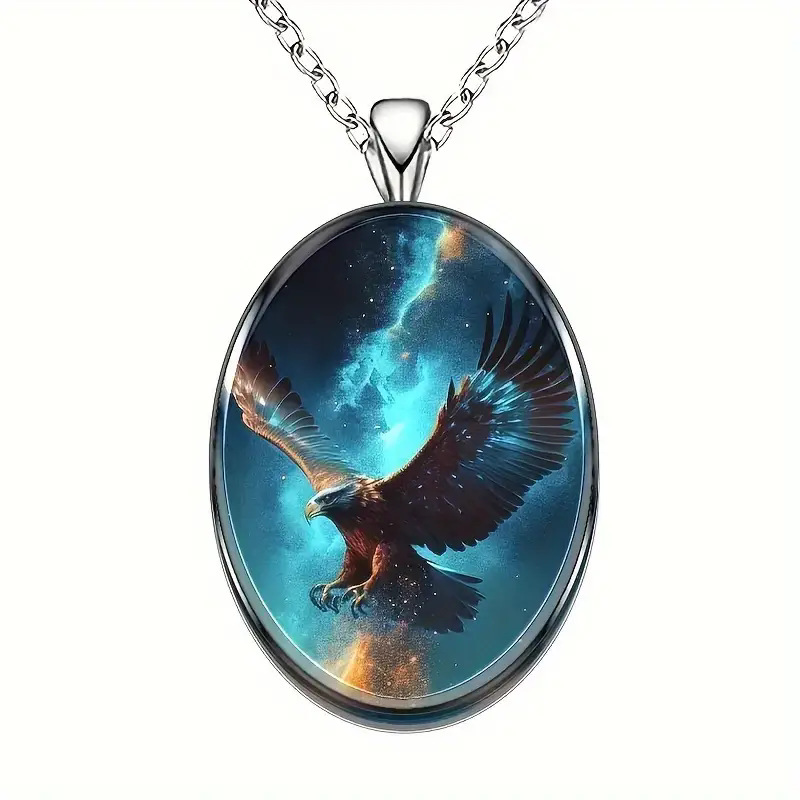 1 individual eagle wing pendant necklace, animal necklace accessories oval pendant for men and women