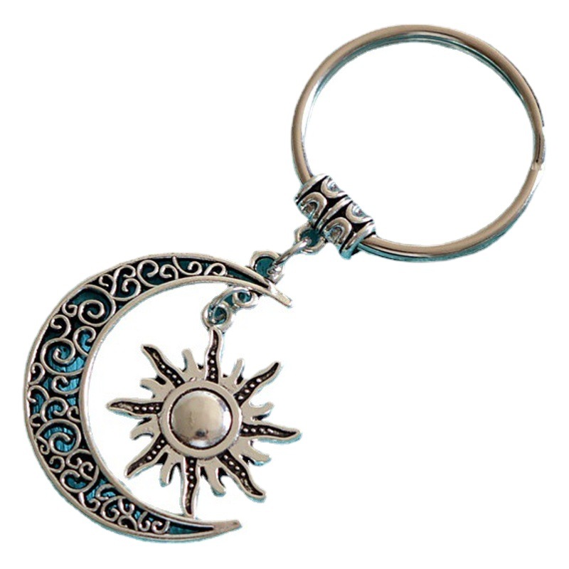 Jewelry retro sun moon combination keychain pendant Amazon wholesale