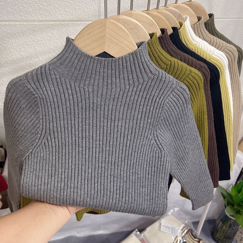 Picture of [in stock middle school boys and girls half high collar turtleneck sweater autumn and winter new children's inner base sweater Joker