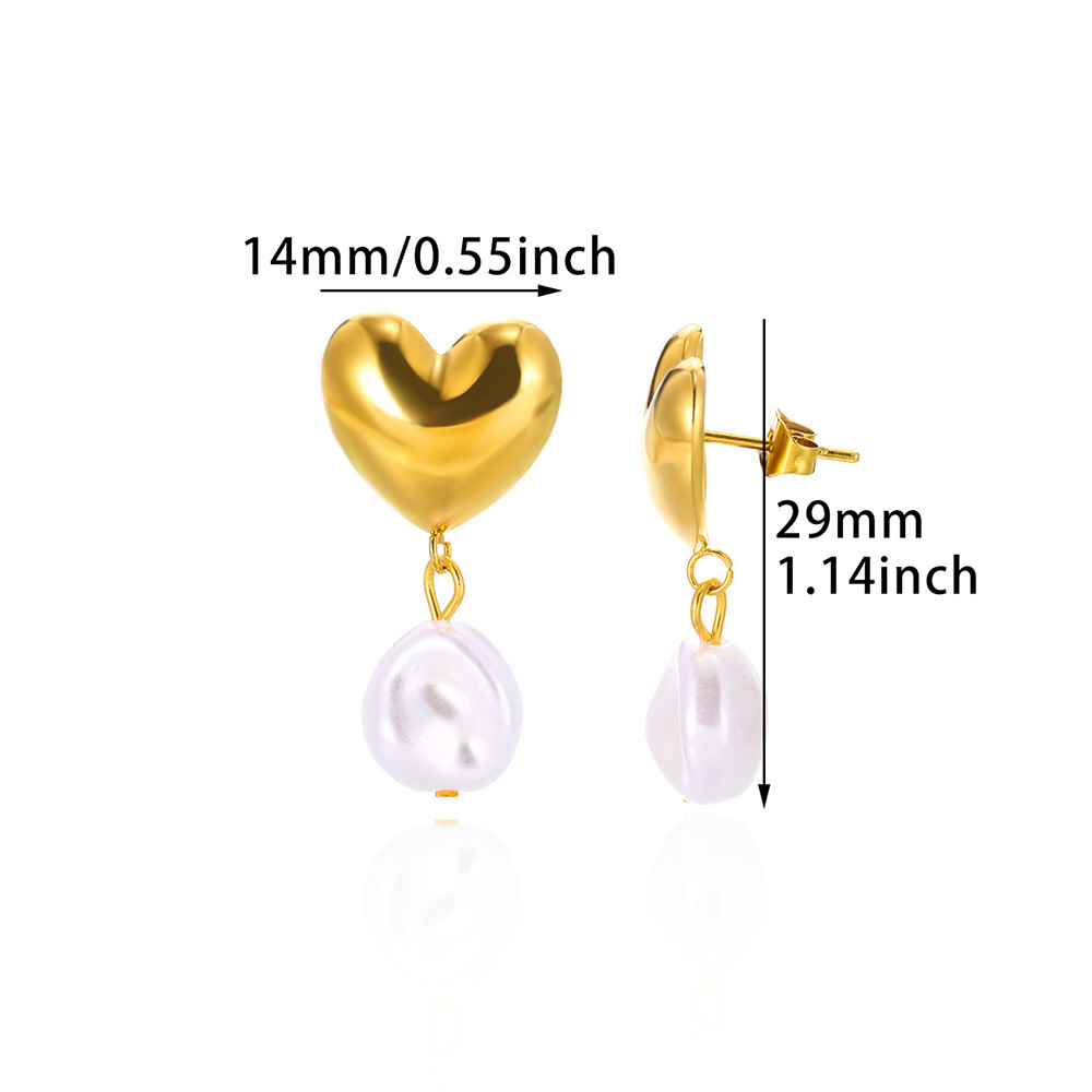 Picture of Cross-border new ins style fashion imitation pearl earrings 18K gold stainless steel earrings women's light luxury titanium steel petal earrings