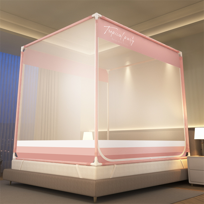 Picture of Class A Mosquito Net Household Bedroom Three-door New Bracket Tattoo Children's Anti-fall Anti-drop Bed Fully Surrounded Bottomless 1.8