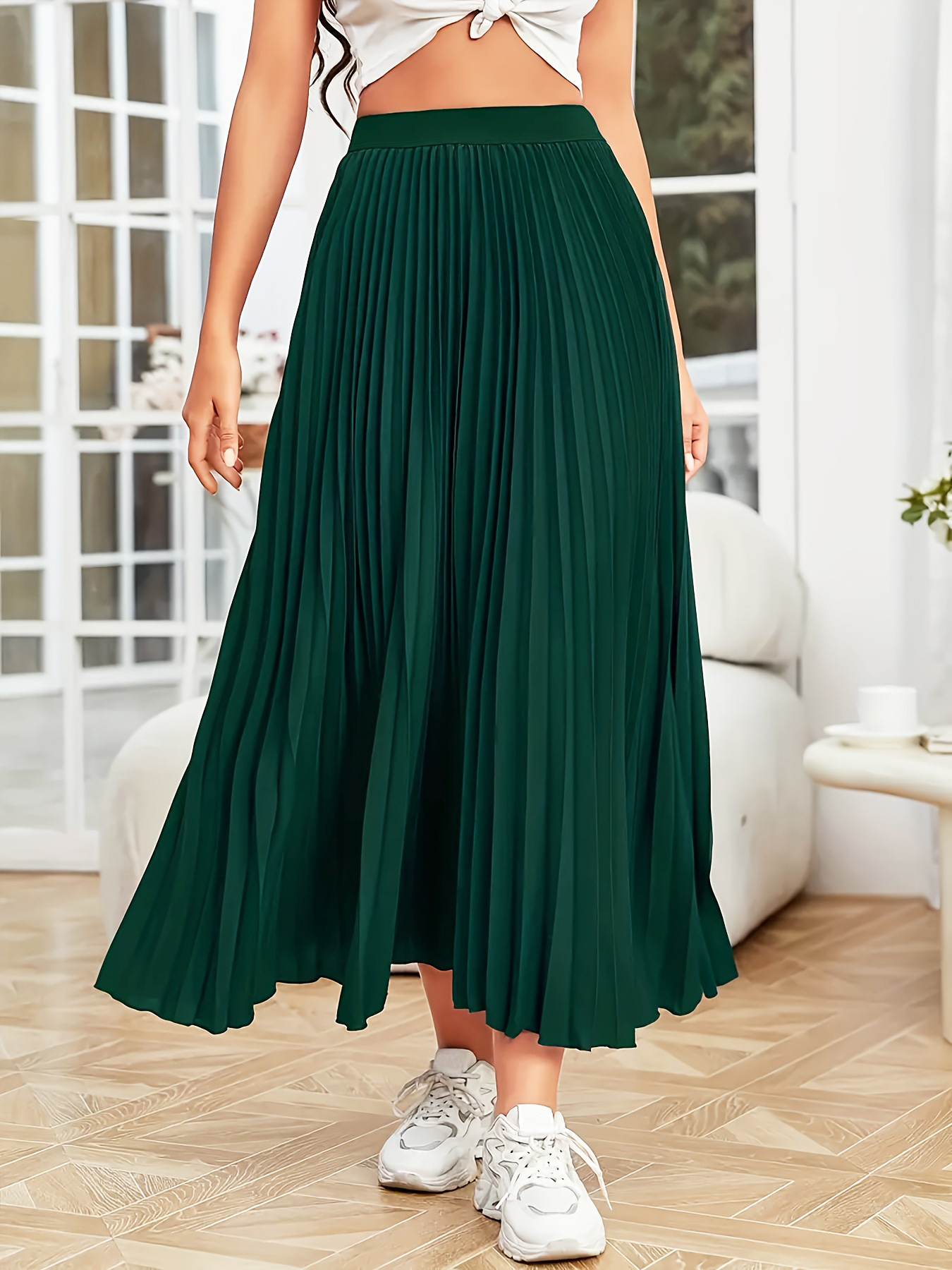 Cross-border Amazon European and American Women's Fashion Elegant Long Pleated Waist plus size Pleated Skirt