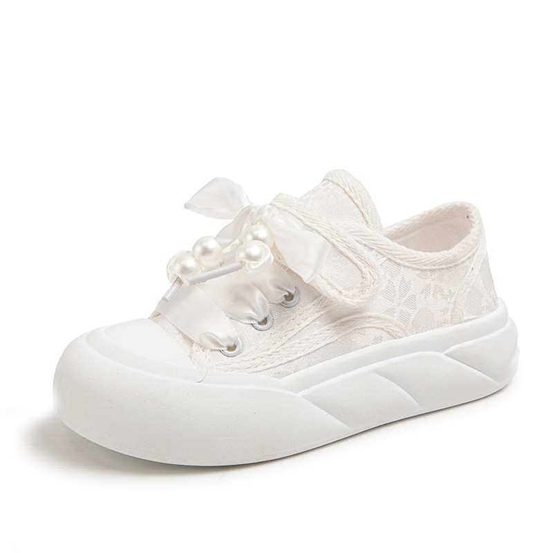 Picture of Girls Canvas Shoes 2025 New Summer Kidsren's Breathable Sports Sneakers Girls White Shoes Fashionable Casual Shoes