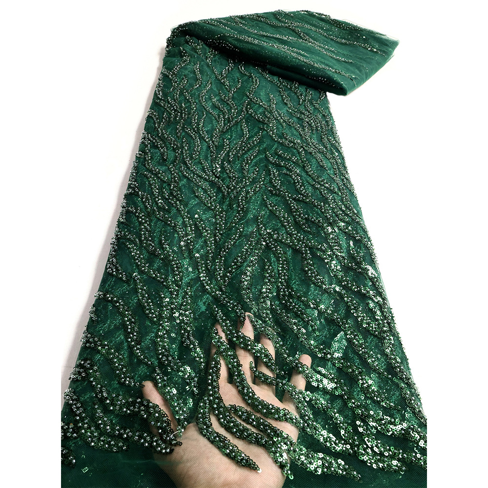 European and American Stereo Embroidered Beaded Sequin Fabric Evening Dress French dress Wedding Dress Dyed Lace Fabric